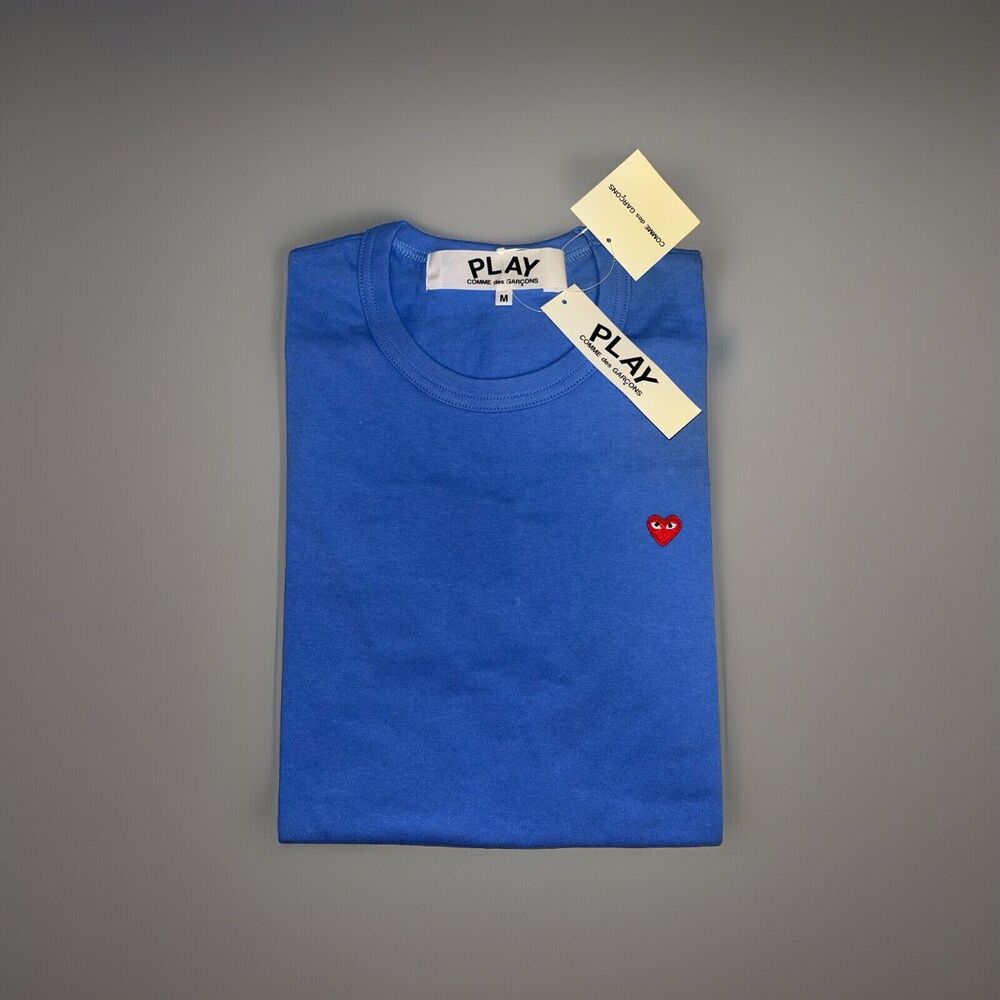 Comme Des Garcons Tshirt Mens Medium Blue With Red Heart